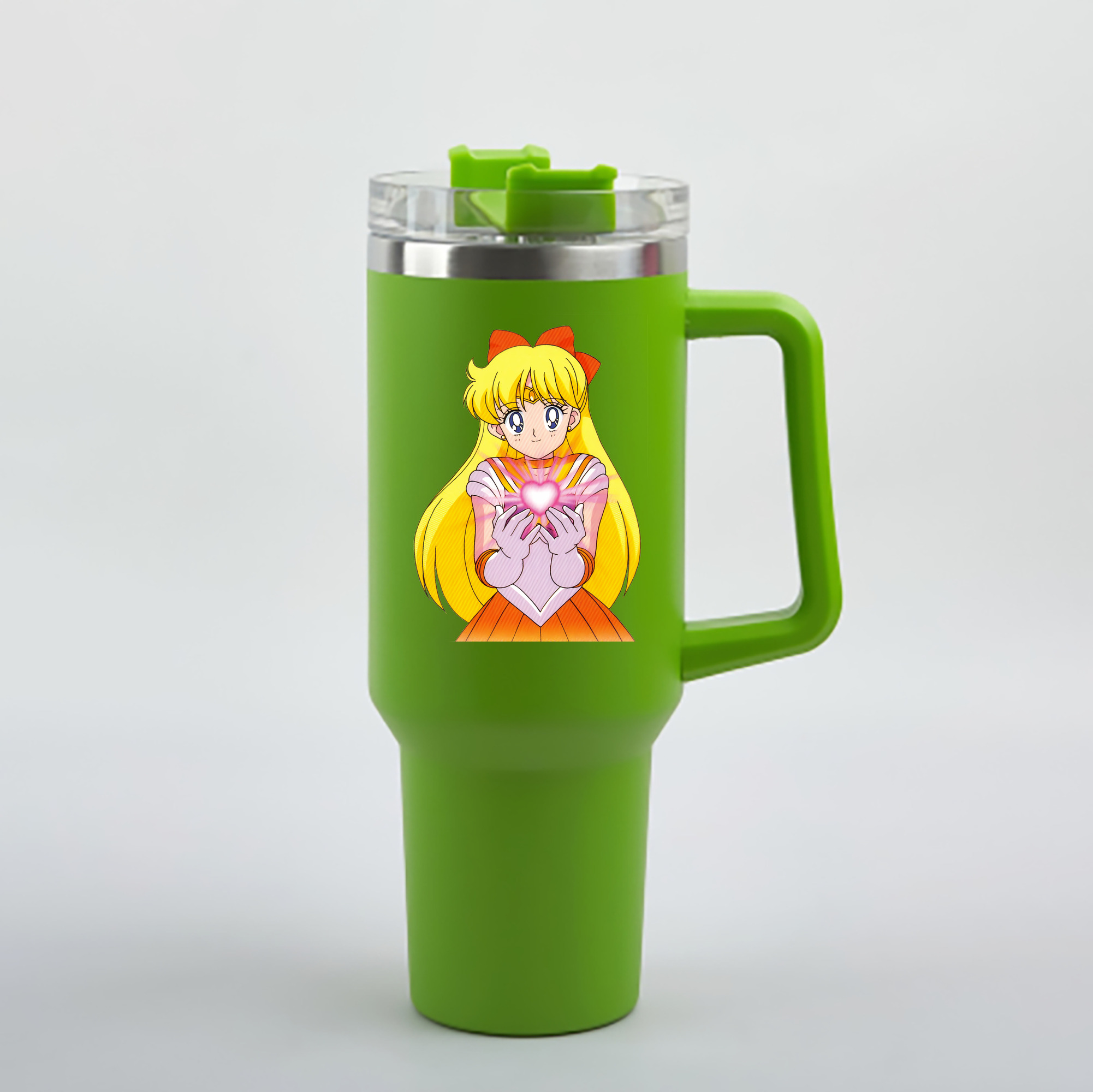 （画像用） 美少女戦士セーラームーン 愛野 美奈子 あいの みなこ Sailor Moon Aino Minako 1200mL車用タンブラー - クリスタルステッカー（プラスチックストロー付き）